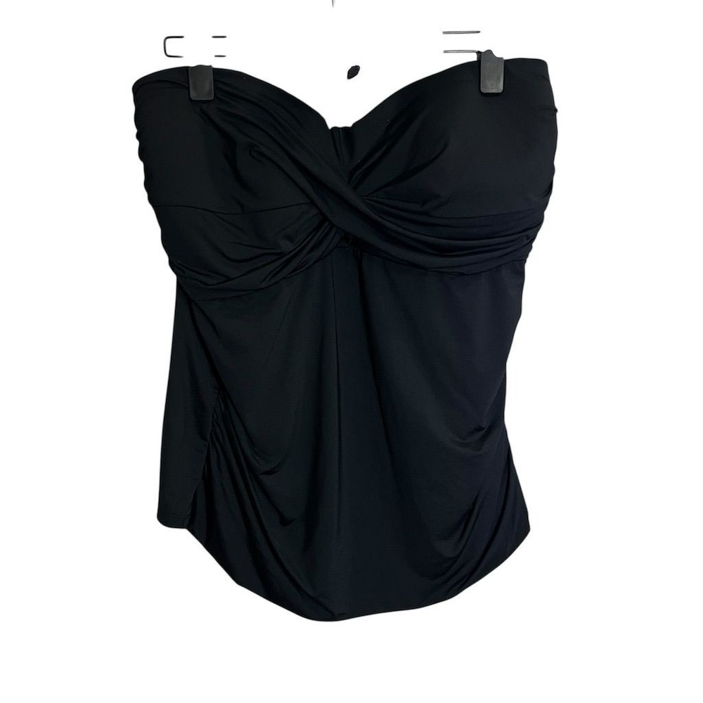 Liz Claiborne Women's Plus Size 22W Black Strapless Twist Front Tankini Top